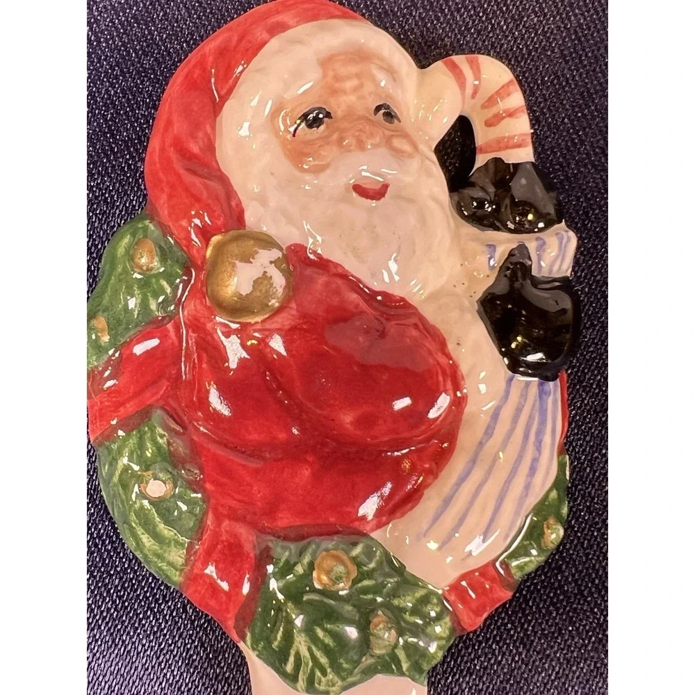 Fitz and Floyd Night Before Christmas Santa Ceramic Spreader Knives Set of 2